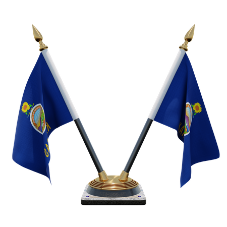 Soporte de bandera de escritorio doble Kansas  3D Flag