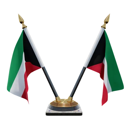 Soporte de bandera de escritorio doble de Kuwait  3D Flag