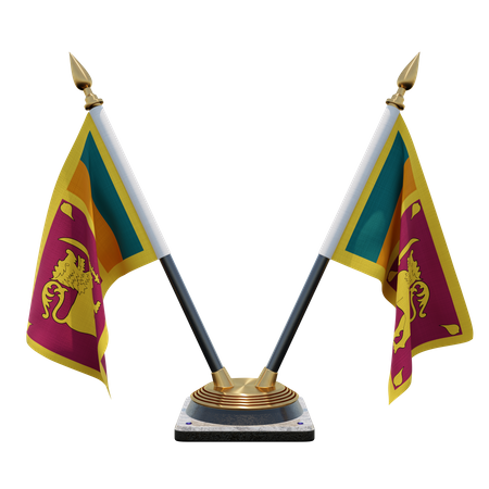 Soporte de bandera de escritorio doble de Sri Lanka  3D Flag