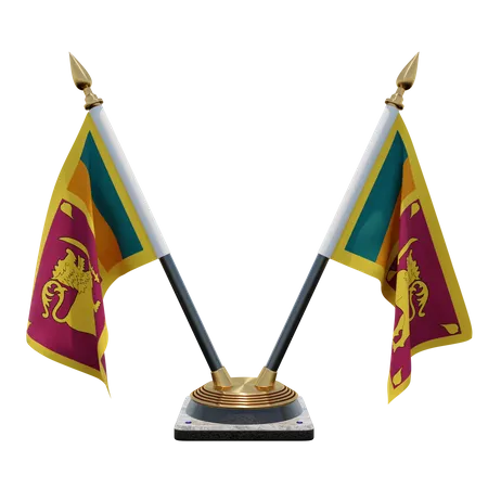 Soporte de bandera de escritorio doble de Sri Lanka  3D Flag