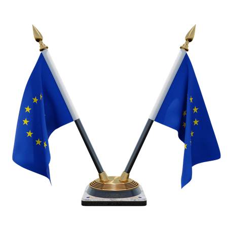 Soporte de bandera de escritorio doble de la Unión Europea  3D Flag