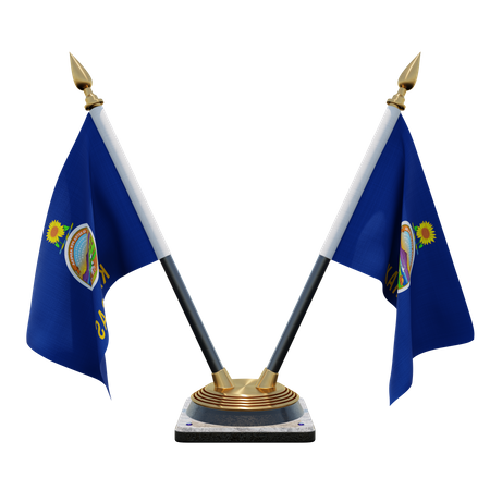 Soporte para bandera de escritorio Kansas doble (V)  3D Icon