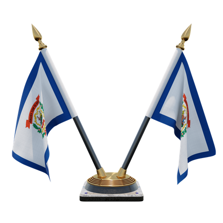 Soporte de bandera de escritorio doble de Virginia Occidental  3D Flag