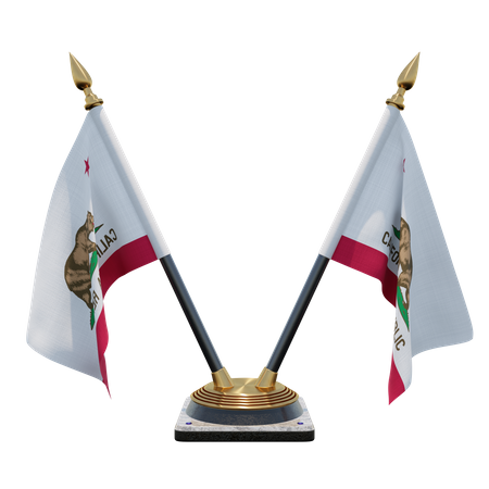 Soporte de bandera de escritorio doble de California  3D Flag