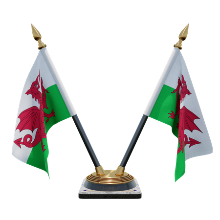 Soporte de bandera de escritorio doble de Gales  3D Flag