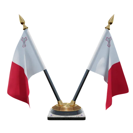 Soporte de bandera de escritorio doble Malta  3D Flag