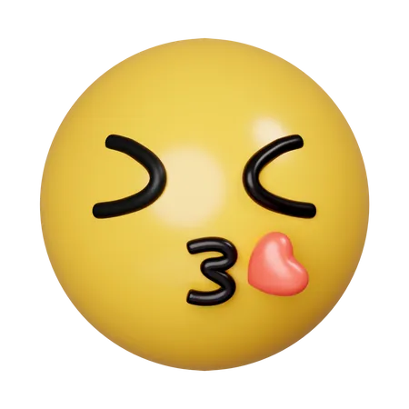 Emoji 3 D Mandando Beijo Icone Isolado Em Fundo Cinza Ilustracao De Renderizacao 3 D Caminho De Recorte 3D Icon