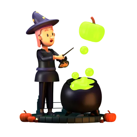 Sorcier avec pot empoisonné  3D Illustration