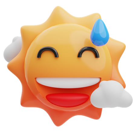 Sorria com suor sol  3D Emoji