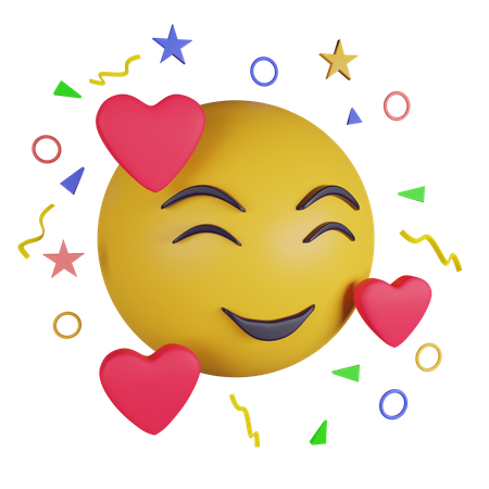 Emoji sorridente de 3 corações  3D Icon