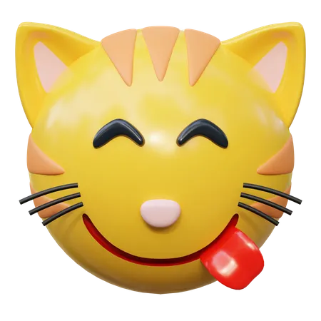 Sorriso Atrevido Rosto Expressao Gato Emoticon Adesivo Icone 3 D Ilustracao 3D Icon