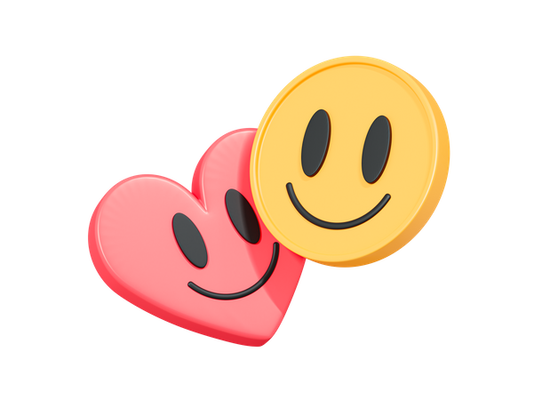 Sorriso e coração sorriso rosto  3D Icon