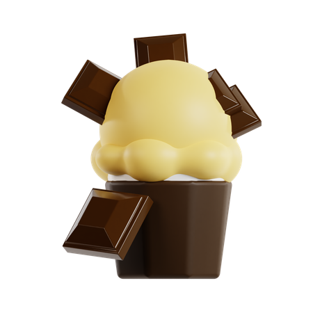 Sorvete de chocolate  3D Icon