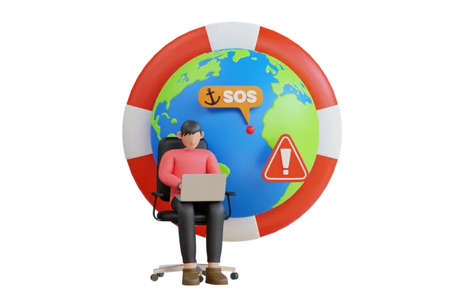 3 D Illustration Of SOS Emergency Call Via Satellite SOS Emergency 3 D Illustration 3D Icon