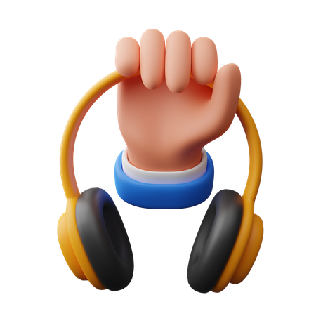 Sosteniendo los auriculares  3D Icon