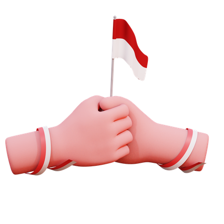 Sosteniendo la bandera de indonesia  3D Icon