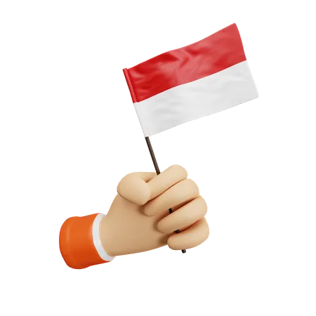 Sosteniendo la bandera de indonesia  3D Icon