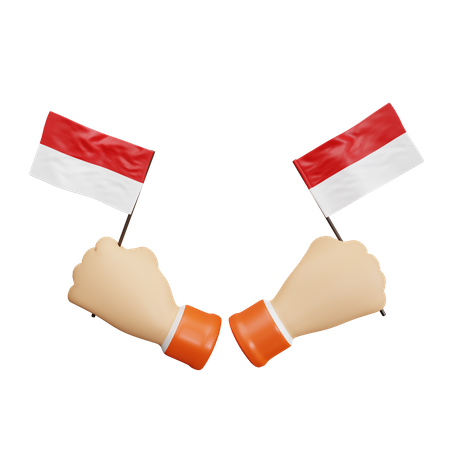 Sosteniendo la bandera de indonesia  3D Icon