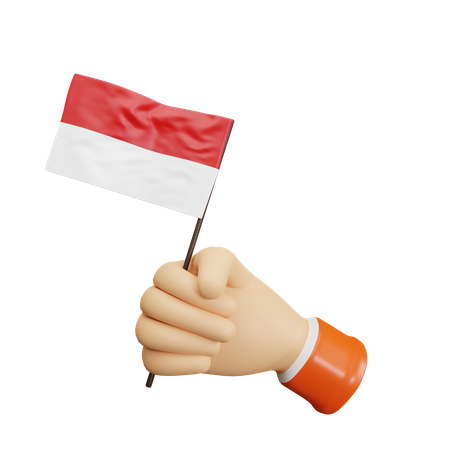 Sosteniendo la bandera de indonesia  3D Icon