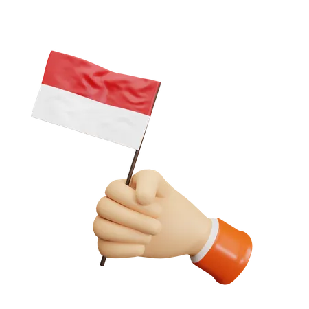 Sosteniendo la bandera de indonesia  3D Icon