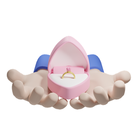 Sosteniendo la caja del anillo de san valentín  3D Icon