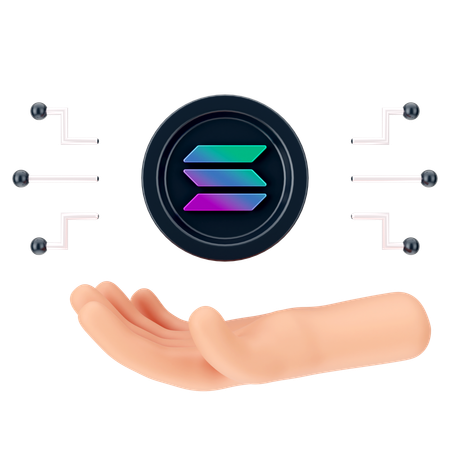 Sosteniendo monedas de solana  3D Icon