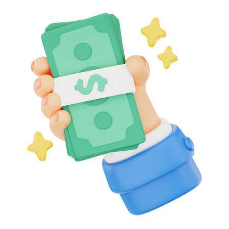 Sosteniendo un fajo de dinero gesto con la mano  3D Icon