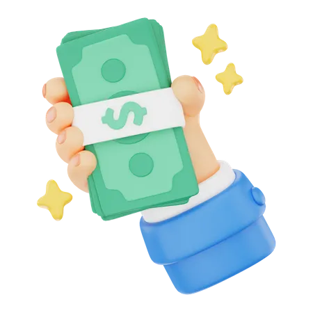 Sosteniendo un fajo de dinero gesto con la mano  3D Icon