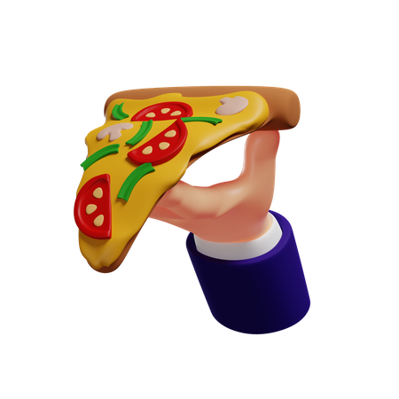 Sosteniendo una rebanada de pizza  3D Illustration