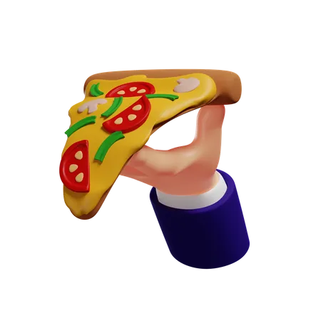 Sosteniendo una rebanada de pizza  3D Illustration