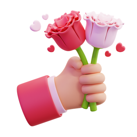 Sosteniendo flor rosa  3D Icon