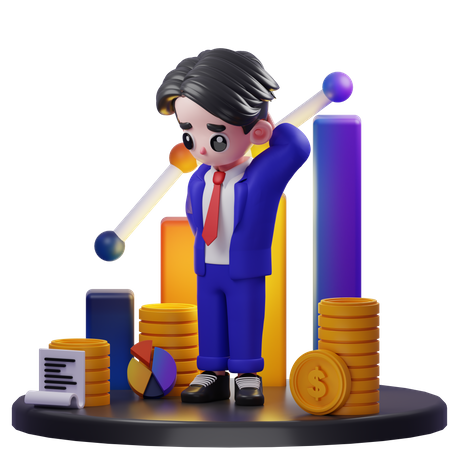 Inquiète le conseiller financier  3D Illustration