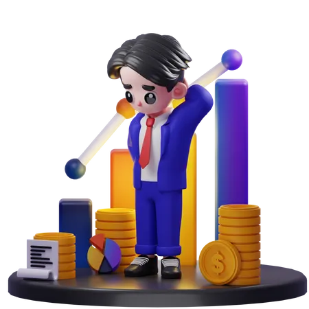 Inquiète le conseiller financier  3D Illustration