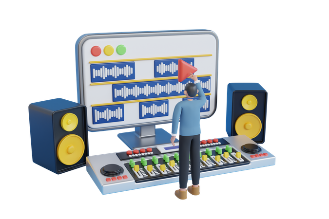 Sound Engineer  3D Illustration