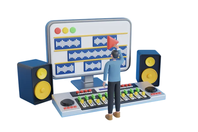 Sound Engineer  3D Illustration