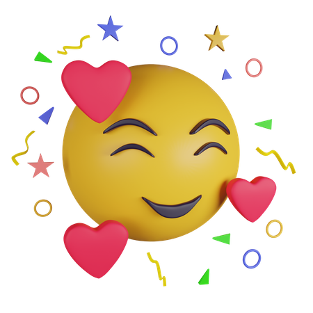 Emoji souriant à 3 coeurs  3D Icon