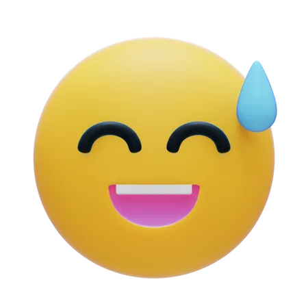 Emoji Souriant De Sueur 3D Icon