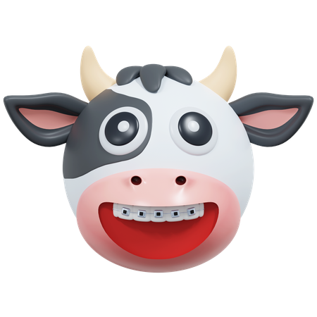 Sourire avec un appareil dentaire vache  3D Icon