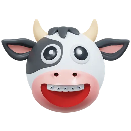 Sourire avec un appareil dentaire vache  3D Icon