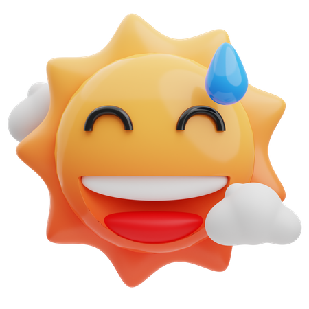Sourire avec le soleil en sueur  3D Emoji