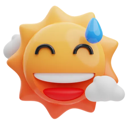 Sourire avec le soleil en sueur  3D Emoji