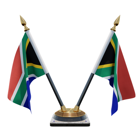 South Africa Double Desk Flag Stand  3D Illustration