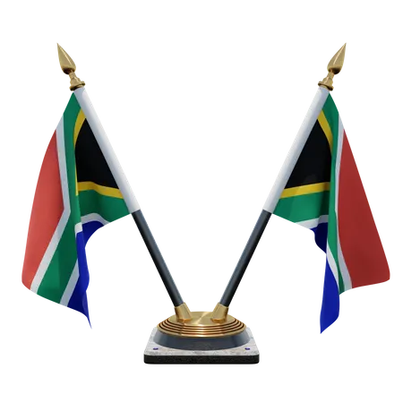 South Africa Double Desk Flag Stand  3D Illustration