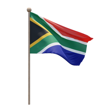 South Africa Flag Pole  3D Flag