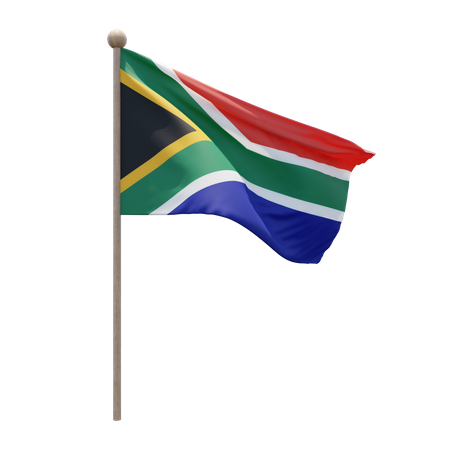 South Africa Flag Pole  3D Illustration