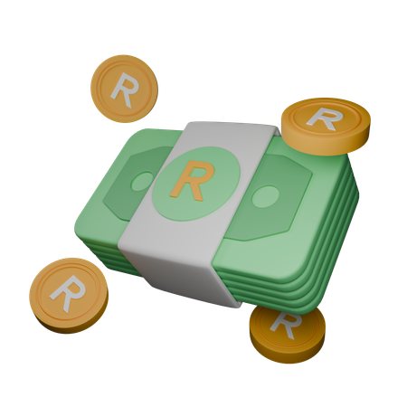 South African rand  3D Icon