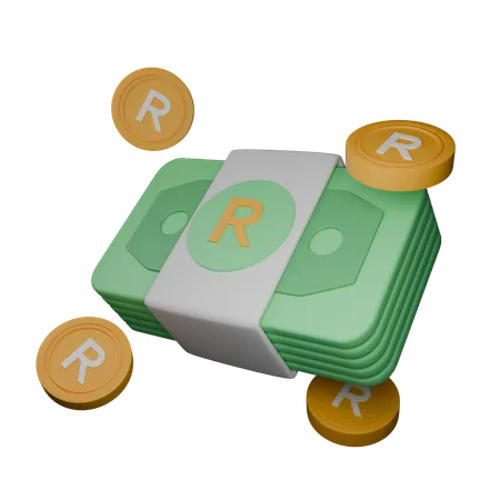 South African rand  3D Icon