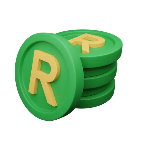 South African rand  3D Icon