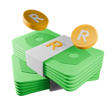 South African rand  3D Icon