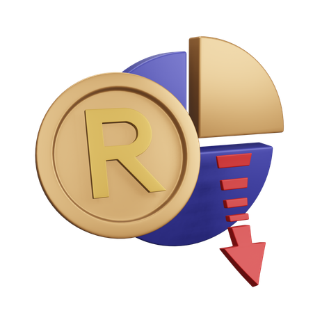 South African Rand Decrease Monet Chart  3D Icon